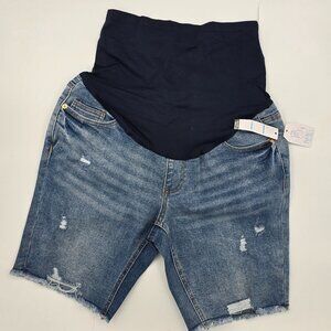 New Women's Time and tru Destructed Shorts Maternity Denim Jeans